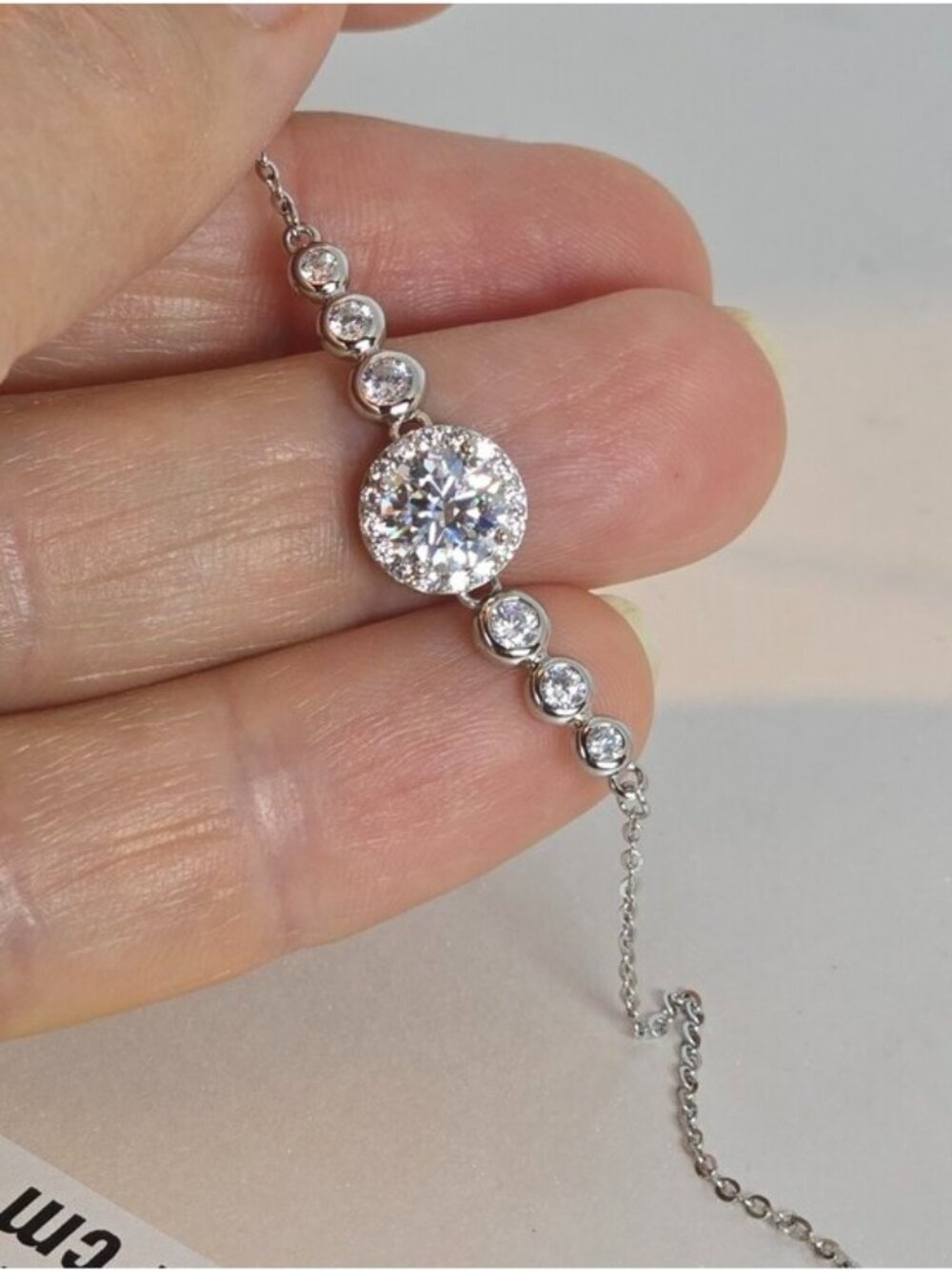 925 Sterling Silver Bracelet 7" With Real Moissanite Gemstones